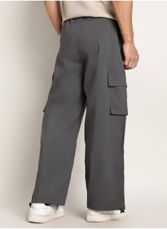 Campus Sutra Men's Moon Grey Parachute-Relaxed Cargo Trousers  - Image 5