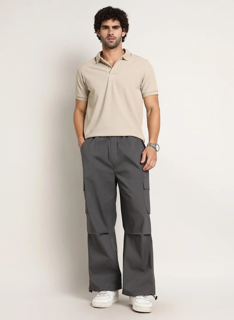 كامبوس سوترا Men's Moon Grey Parachute-Relaxed Cargo Trousers