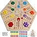 Medikaison Large Size Original Marble Game Solid Wood 20 inch Wahoo Board Game Double Sided Painted Wooden Fast Track for 6 and 4 Players 6 Colors 24 Marbles 6 Dice for Family Friend - Image 2