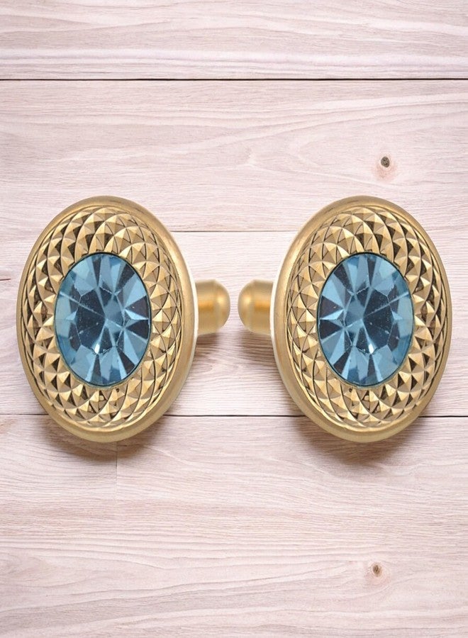 TRIPIN Cufflinks for Men Golden with Aqua Blue Diamond Crystal for Office Corporate Party French Cuff Shirts Shirt Suit Blazer in A Gift Box (Aqua) - Image 4