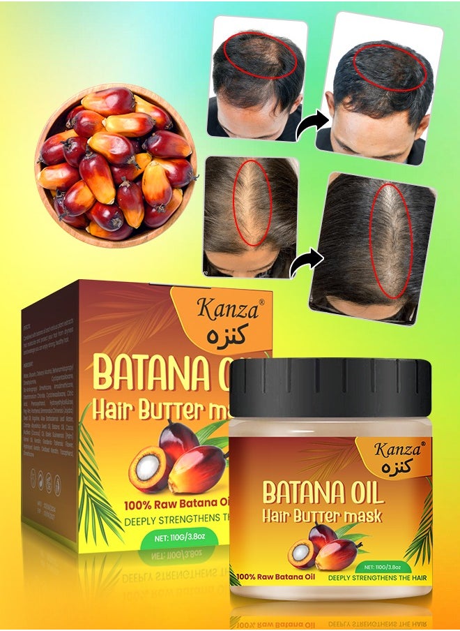 Kanza 110g Batana Oil Hair Butter Mask Natural 100% Raw Batana Oil Hair Mask Deeply Strengthens Hair Moisturizes and Protect from Dryness Prevent Breakage Nourishing Hair Treatment Mask  - Image 1