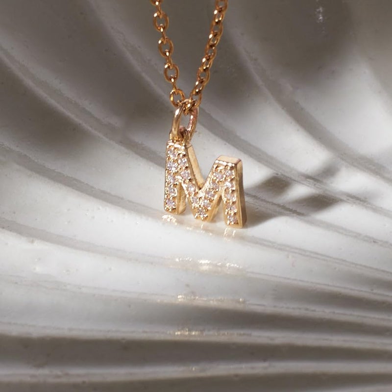 SALTY Anti Tarnish Signature M Alphabet Charm Pendant Necklace for Women | Stylish Locket Chain | Latest Fashion Jewellery Accessories for Girls | Minimal Jewelry | Ideal for Gifting | Marriage, Birthday | Gift for Valentine Day - Image 2