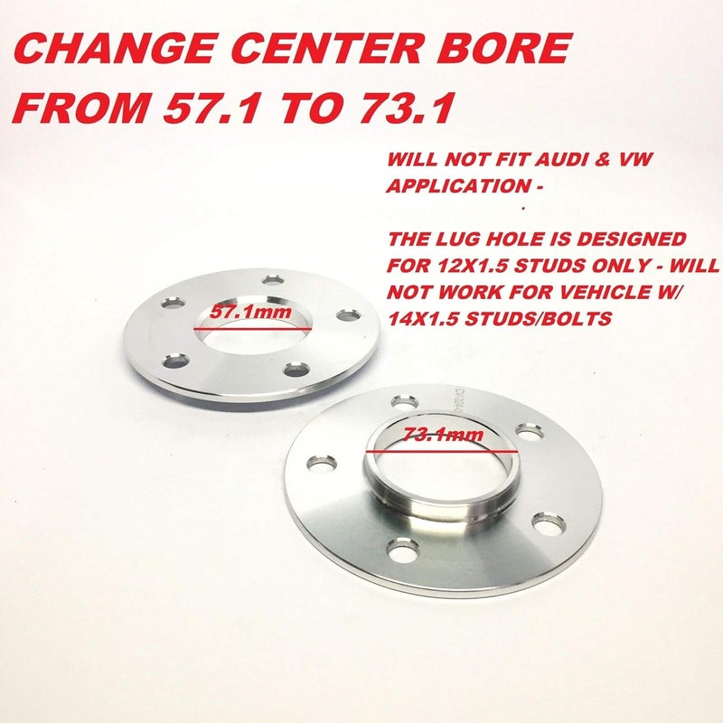 Customadeonly 5x100 Wheel Spacers for Chevy Dodge - 8mm Thick (2pcs) Hubcentric 57.1 to 73.1 - Image 3