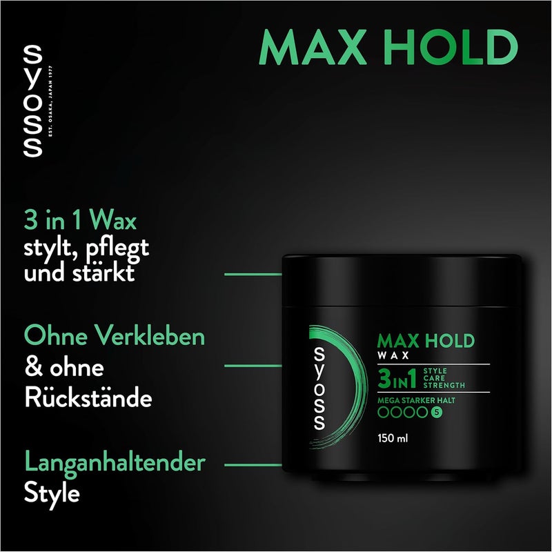 SYOSS Wax Max Hold (1 x 150 ml), hair wax for long-lasting salon styles at home, strong control and medium shine for well-groomed hair styling - Image 4