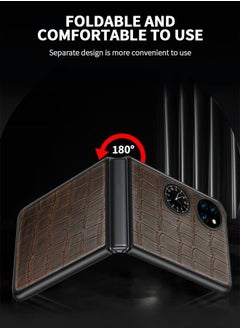 جرويك جراب واقٍ لهاتف Huawei P50 Pocket مقاس 6.9 بوصة، هاتف من جلد التمساح مقاوم للصدمات، غطاء فاخر البقر بطبقة علوية بتصميم عصري  - Image 4