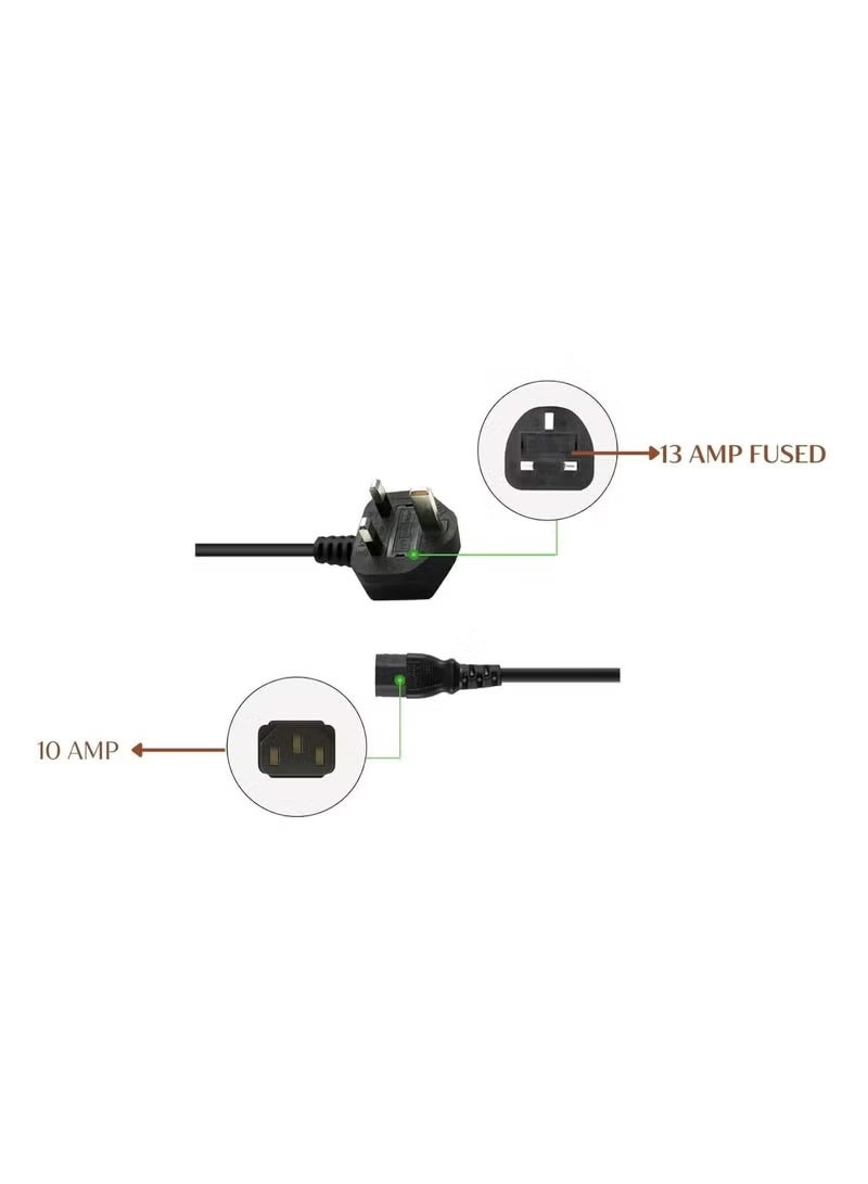 EFUMKE "UK Three-Prong Power Cord 1.8m - High-Quality AC Power Cord for Computers, Printers, LCD/LED Monitors - Compatible with Dell, HP, Samsung, Sony, and Lenovo" - Image 5