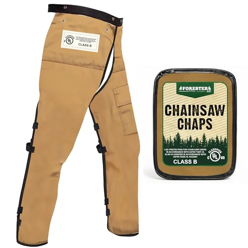 FORESTER Chainsaw Chaps for Men & Women | Apron Style Men's Chain Saw Chaps with Pocket & Adjustable Waist | Chainsaw Safety Equipment | Brown 37" - Image 1