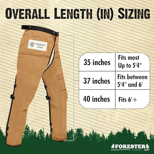 FORESTER Chainsaw Chaps for Men & Women | Apron Style Men's Chain Saw Chaps with Pocket & Adjustable Waist | Chainsaw Safety Equipment | Brown 37" - Image 3