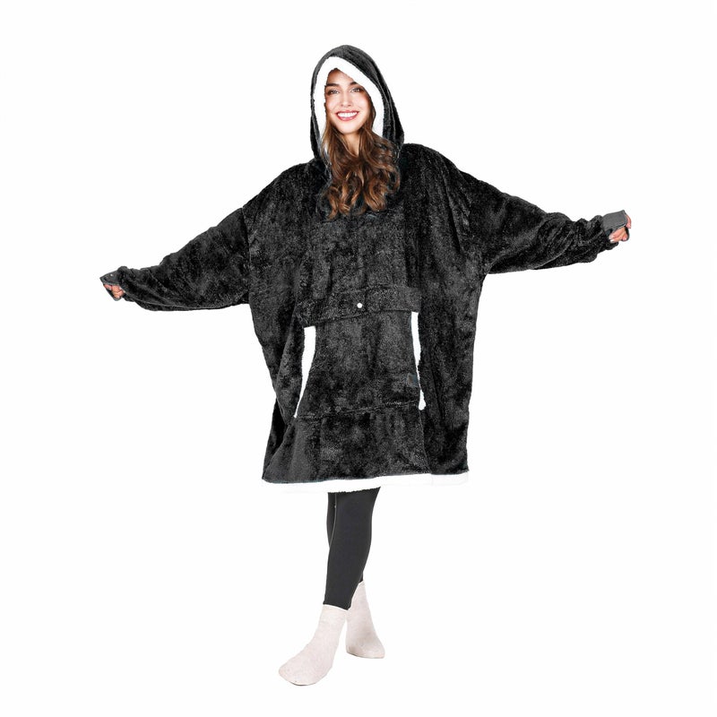 Tirrinia Oversized Blanket Hoodie Wearable Fluffy Sherpa Blanket Lightweight Cozy Sweatshirt Blanket Gift for Adult Women Men