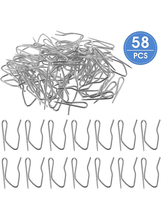 Depend 58 Pack Metal Curtain Hooks Drapery Hook Pins With Clear Box 3.3 by 2.5 CM For Window Curtain, Door Curtain And Shower Curtain  - Image 1