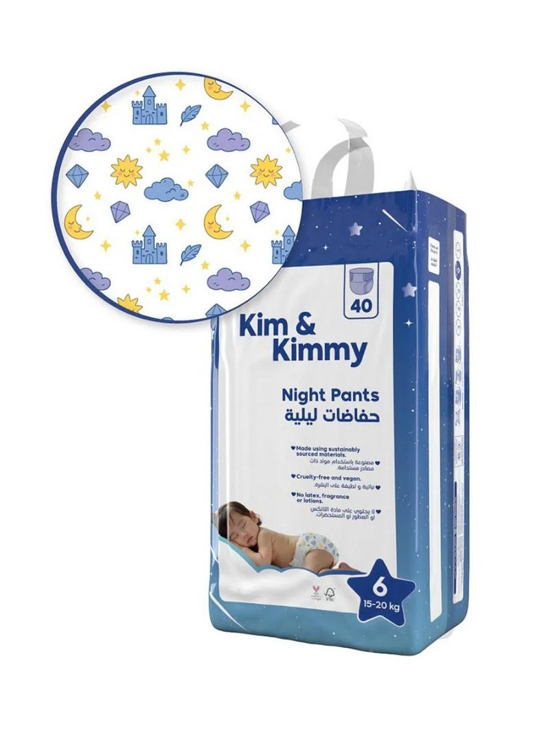 Kim & Kimmy Sky and Castle Themed Pant Style Diapers, Size 6 - 40 Diapers - Image 1