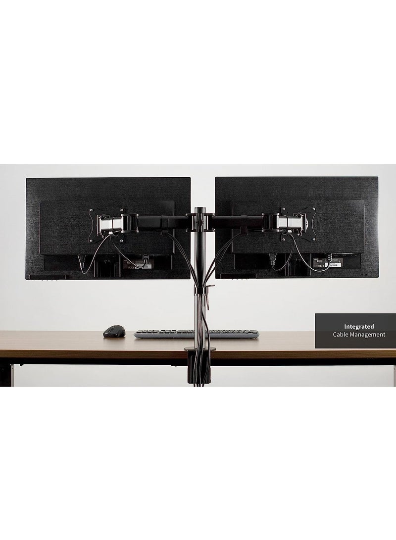 Dual LCD LED Monitor Desk Mount Stand with C-clamp | Double Monitor Desk Stand | Heavy Duty Fully Adjustable Arms Hold Two (2) Screens up to 27" - Image 3