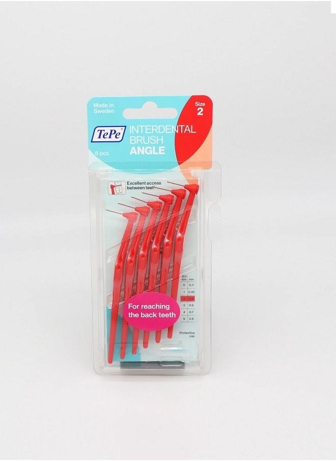 Tepe Interdental Brush Angle, Pack Of 6, 0.50 Mm, Red, Size 2  - Image 1