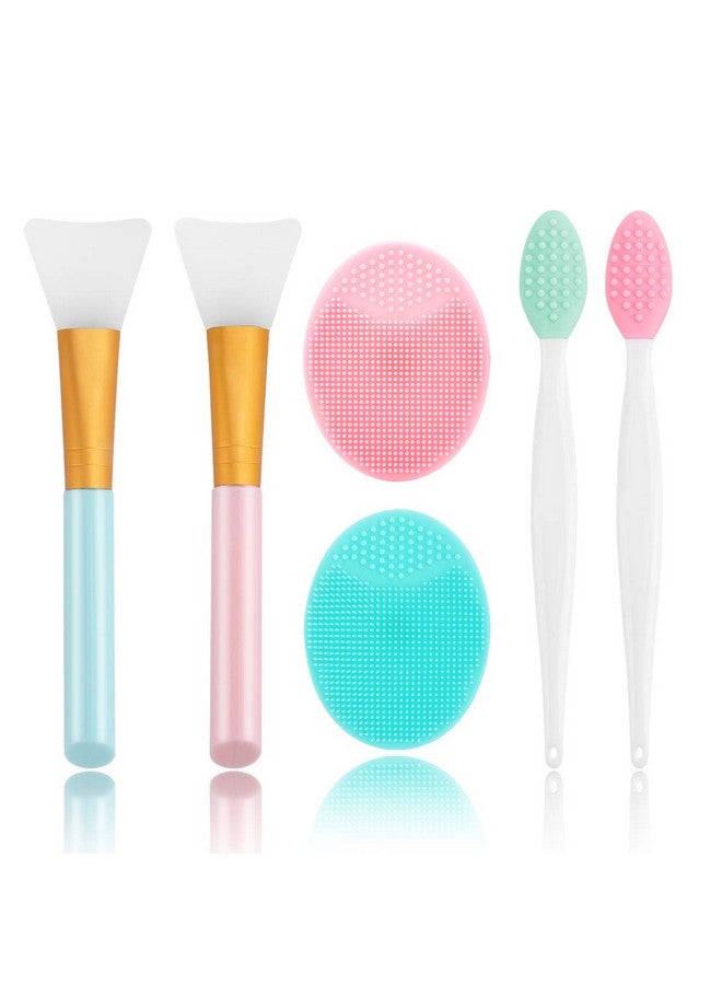 Yokilly Silicone Face Scrubber 2Pcs Exfoliating Lip Brush 2Pcs Cleansing Brush2Pcs Face Mask Brush Exfoliator Blackhead Skin Care Tool - Image 1