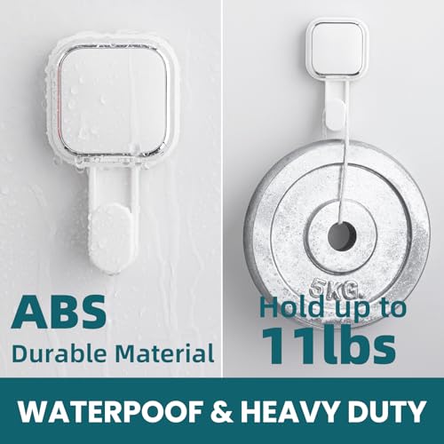 TAILI 4 Pack Suction Cup Hooks for Inside Shower, Powerful Vacuum Suction Shower Holders for Towel, Loofah, Clothes, Damage Free Hanging Versatile Utility Wall Hooks, Easy to Install and Remove, White - Image 4