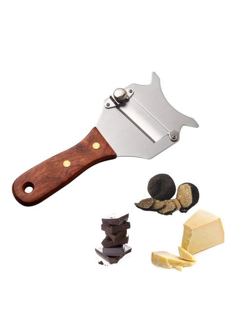 Truffle Slicer,  Multi-functional Stainless Steel Truffle Slicer Adjustable Butter Shaver with Wooden Handle for Truffle And Chocolate Curls
