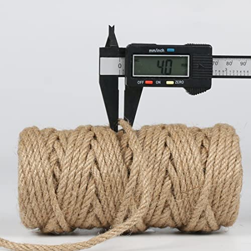 PH PERKHOMY PerkHomy 4mm Jute Rope 120 Feet Twisted Heavy Duty and Thick Twine Rope for Cat Scratcher Scratching Post Tree Craft Projects Gardening Home Decoration Packing Bundling (120FT * 4mm) - Image 2