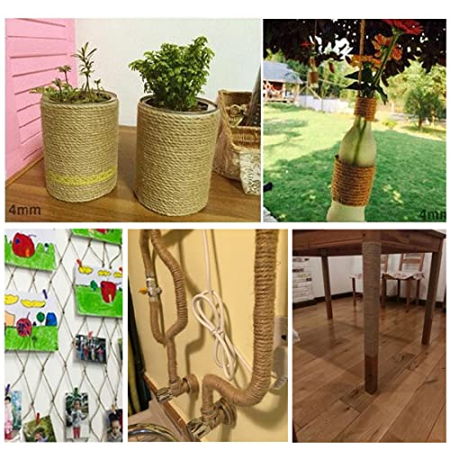 PH PERKHOMY PerkHomy 4mm Jute Rope 120 Feet Twisted Heavy Duty and Thick Twine Rope for Cat Scratcher Scratching Post Tree Craft Projects Gardening Home Decoration Packing Bundling (120FT * 4mm) - Image 5