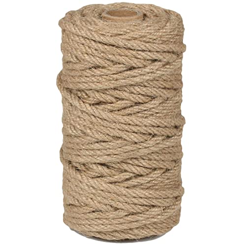 PH PERKHOMY PerkHomy 4mm Jute Rope 120 Feet Twisted Heavy Duty and Thick Twine Rope for Cat Scratcher Scratching Post Tree Craft Projects Gardening Home Decoration Packing Bundling (120FT * 4mm) - Image 1