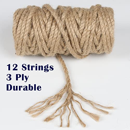 PH PERKHOMY PerkHomy 4mm Jute Rope 120 Feet Twisted Heavy Duty and Thick Twine Rope for Cat Scratcher Scratching Post Tree Craft Projects Gardening Home Decoration Packing Bundling (120FT * 4mm) - Image 3