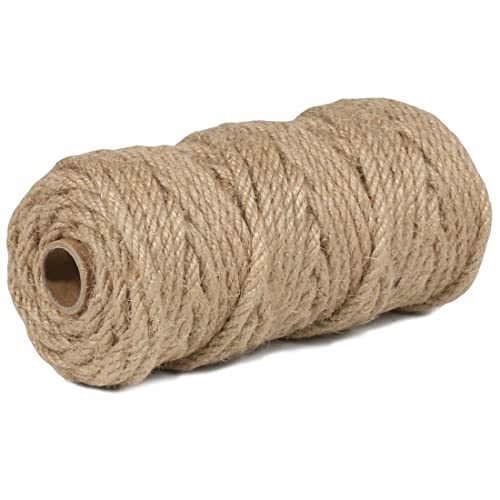 PH PERKHOMY PerkHomy 4mm Jute Rope 120 Feet Twisted Heavy Duty and Thick Twine Rope for Cat Scratcher Scratching Post Tree Craft Projects Gardening Home Decoration Packing Bundling (120FT * 4mm) - Image 4