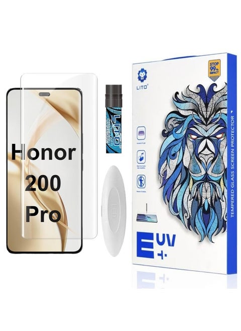 واقي شاشة من الزجاج المقوى المقاوم للأشعة فوق البنفسجية من Lito Honor 200 Pro Premium مع تغطية من الحافة إلى الحافة