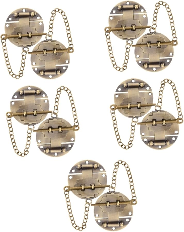 Jojofuny 5 Pack Vintage Jewelry Box Hasp Lock With Chain Decorative Wooden Box Buckle - Image 1