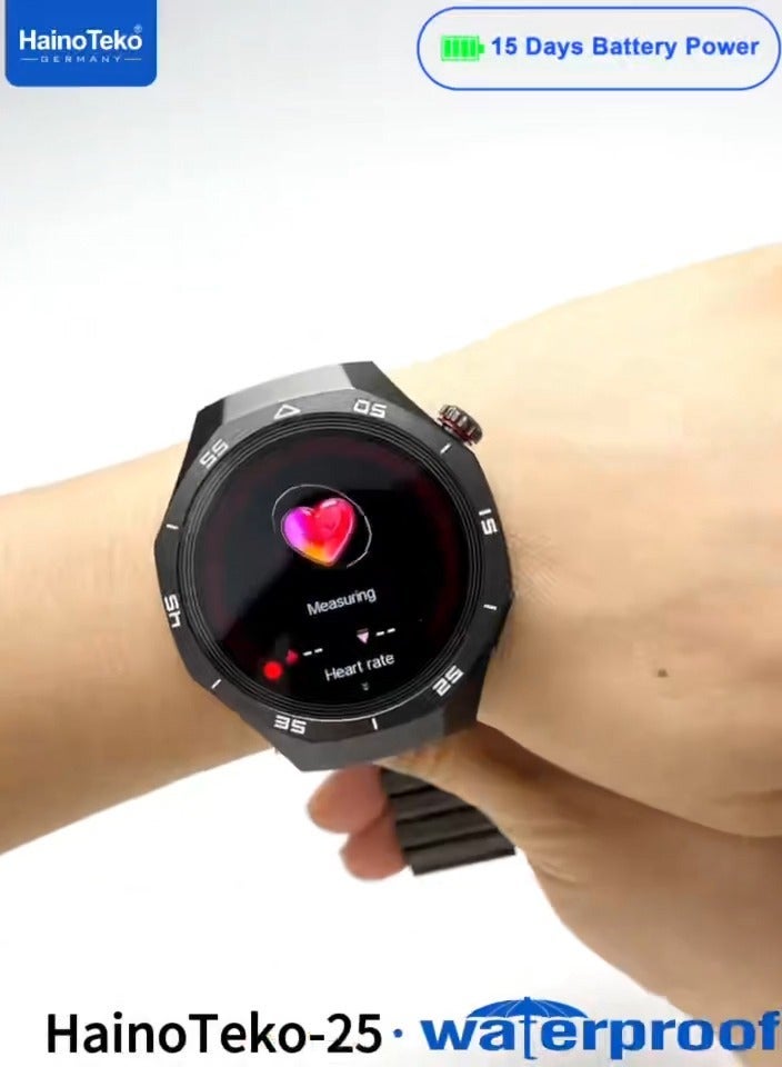 Haino Teko Haino Teko-25 Waterproof Smartwatch with AMOLED Display 3 Interchangeable Straps Voice Assistance and Charging Cable Designed for Men Black - Image 5