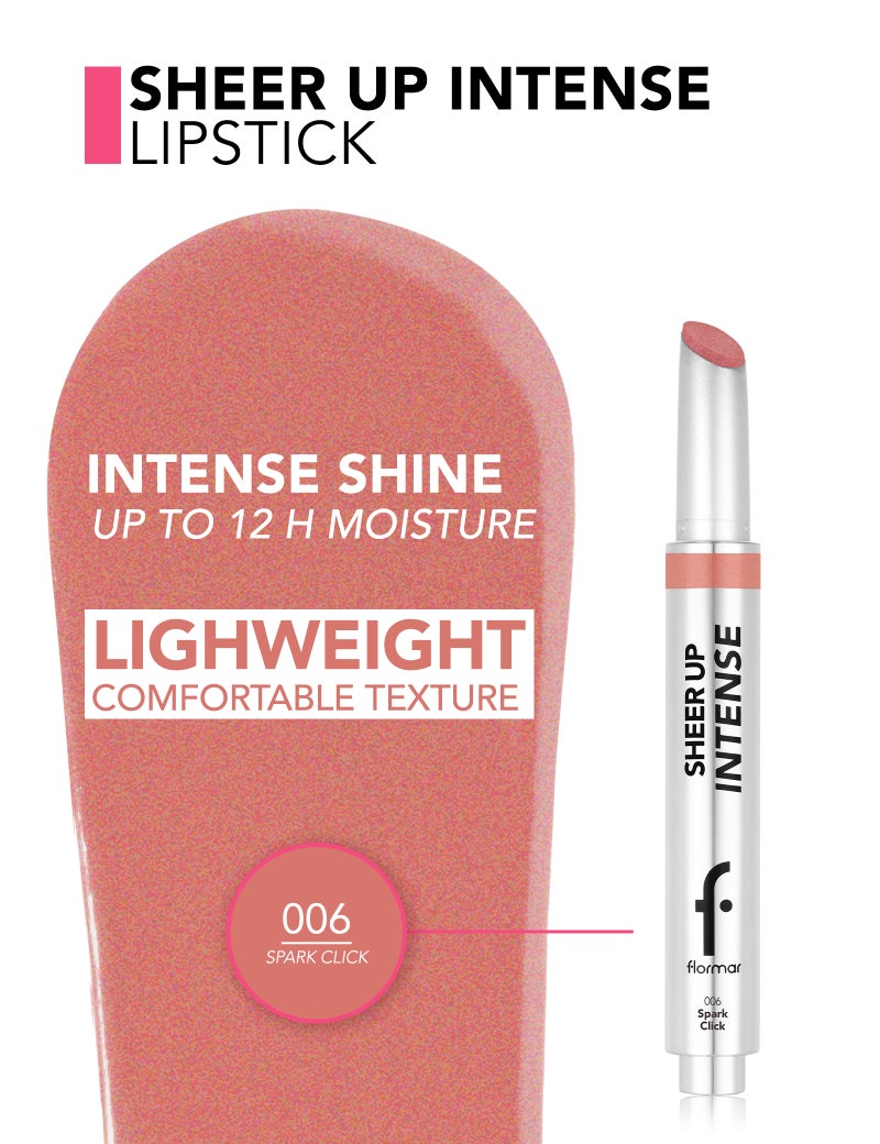 فلورمار Sheer Up Intense Lipstick, High-Shine Glossy Lip Color, Hydrating Non-Sticky Buildable Lip Stick – 006 Spark Click SPARK CLCK - Image 3