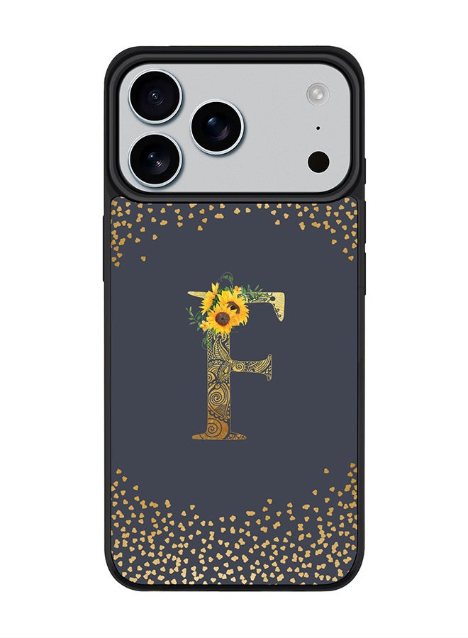 Stylizedd iPhone 17 Pro Max Case, [Compatible with MagSafe] Slim Magnetic cover Phone Case iPhone 17 Pro Max -Custom Floral Monogram - F  (Grey ) - Image 1