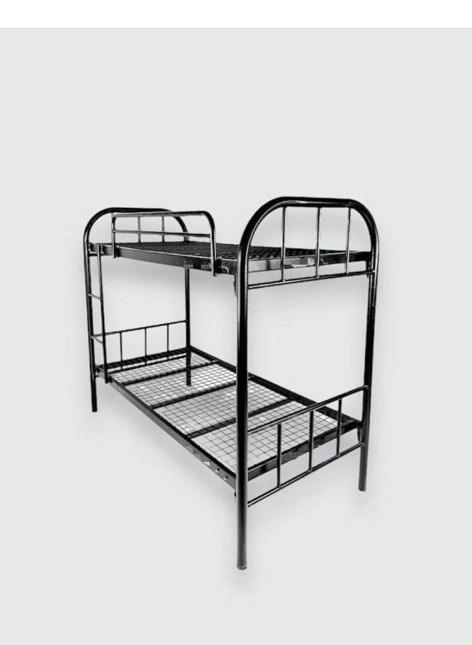 l'elefante l'elefante Metal Bunk Bed – Double Decker Iron Frame – 90x190 cm – Heavy-Duty Steel Bed for Rooms, Labor Camp, Dormitory & Kids – Space Saving, Easy to Assemble – Black  - Image 1