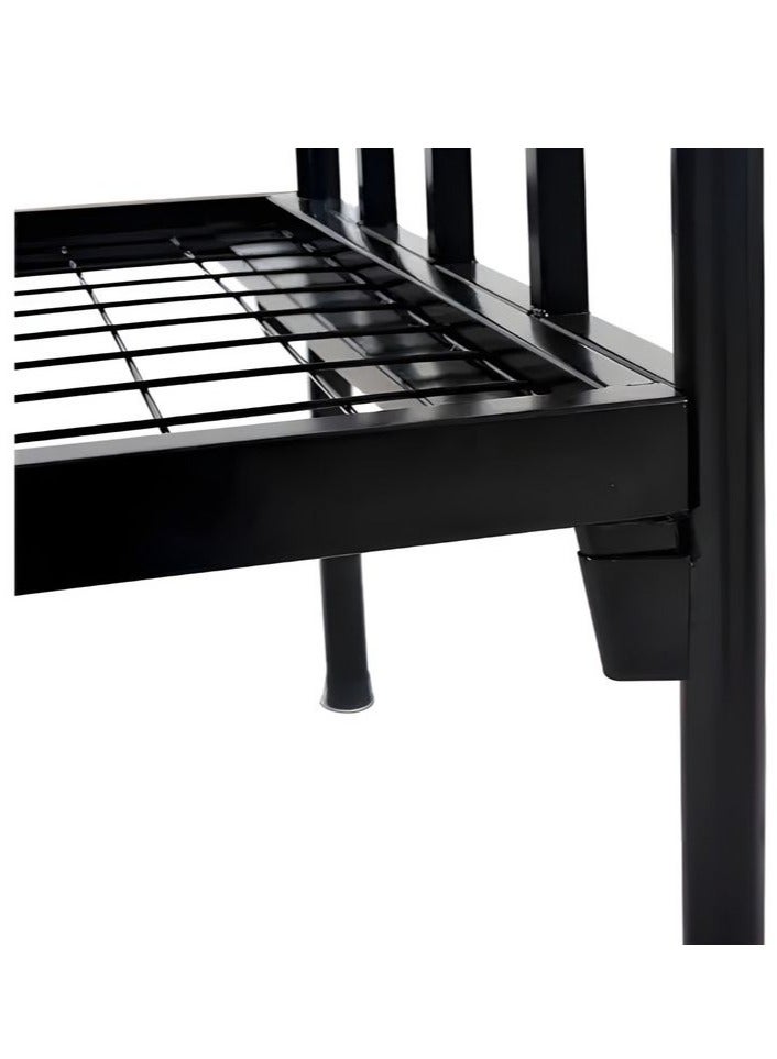 l'elefante l'elefante Metal Bunk Bed – Double Decker Iron Frame – 90x190 cm – Heavy-Duty Steel Bed for Rooms, Labor Camp, Dormitory & Kids – Space Saving, Easy to Assemble – Black  - Image 2