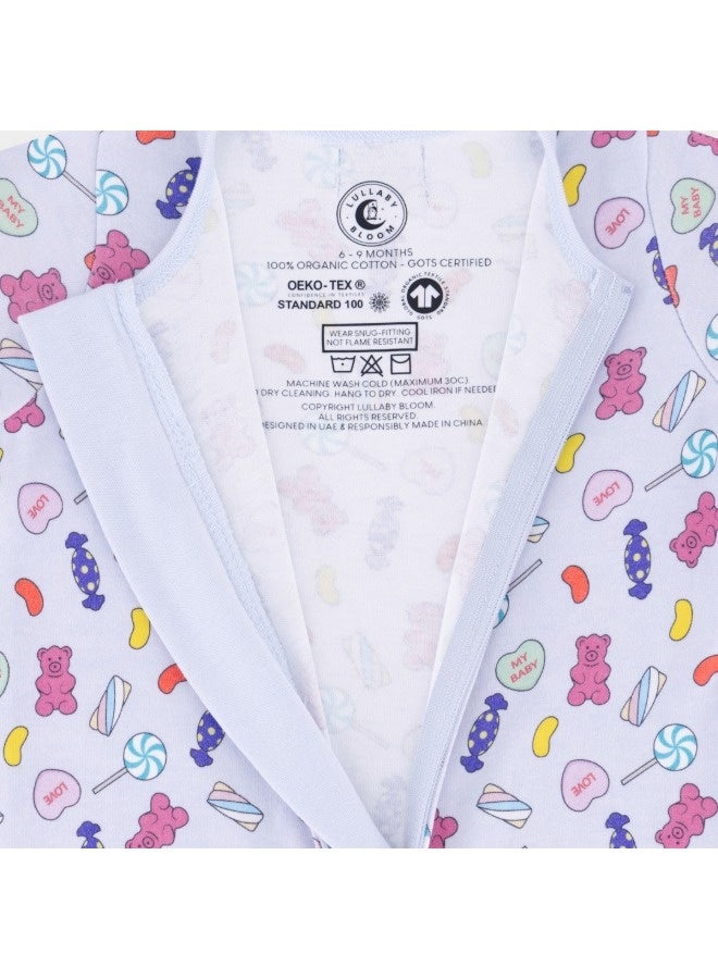 Lullaby Bloom Premium 100% Certified Organic Cotton Baby Essential Infant Sleepsuit Romper for Baby Girls and Boys Unisex Candy - 6-9 Months - Image 4