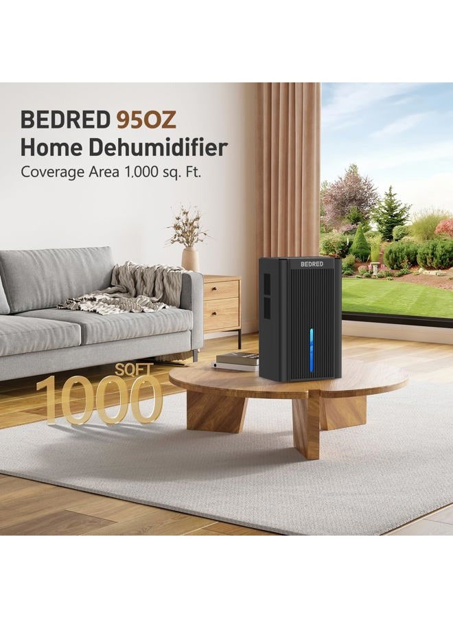BEDRED Dehumidifier,95OZ Dehumidifier for Home 1000 Sq.Ft - Quiet with Auto Shut Off & Relaxing 7 Color Ambient Light,Ideal for Livingroom, Bedroom, Basement(Black) - Image 2