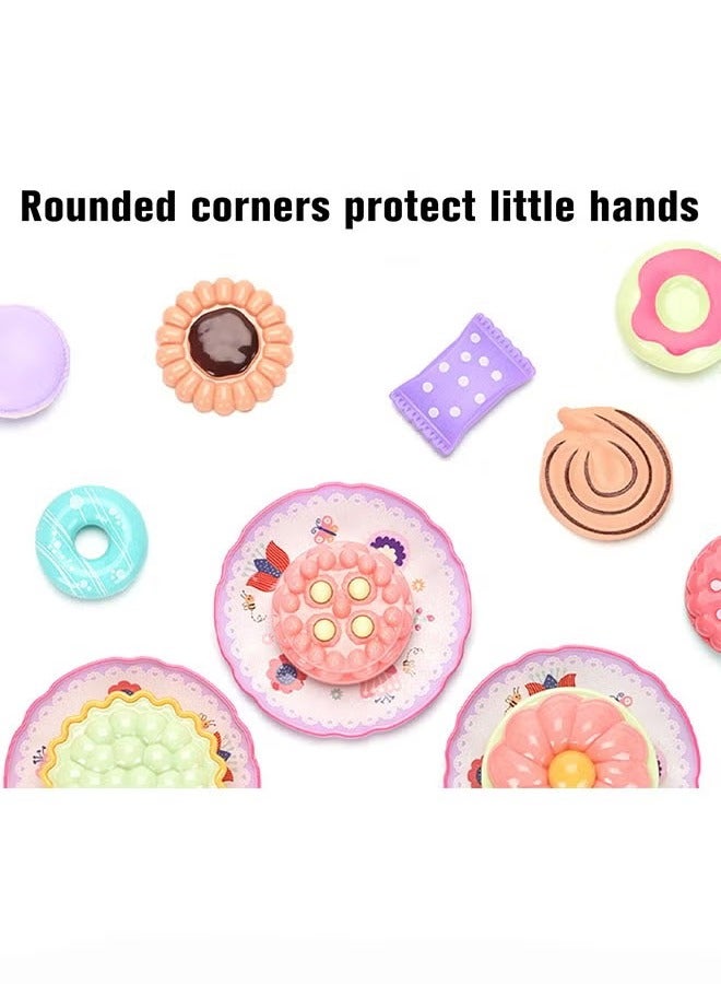 Tea Set for Little Girls, Birthday Gift for Age 3+ Years Old, Toddler Toys Tea Party Set for Little Girls, Princess Kids Kitchen Pretend Toy with Tin Tea Set, Desserts & Carrying Case - Image 4