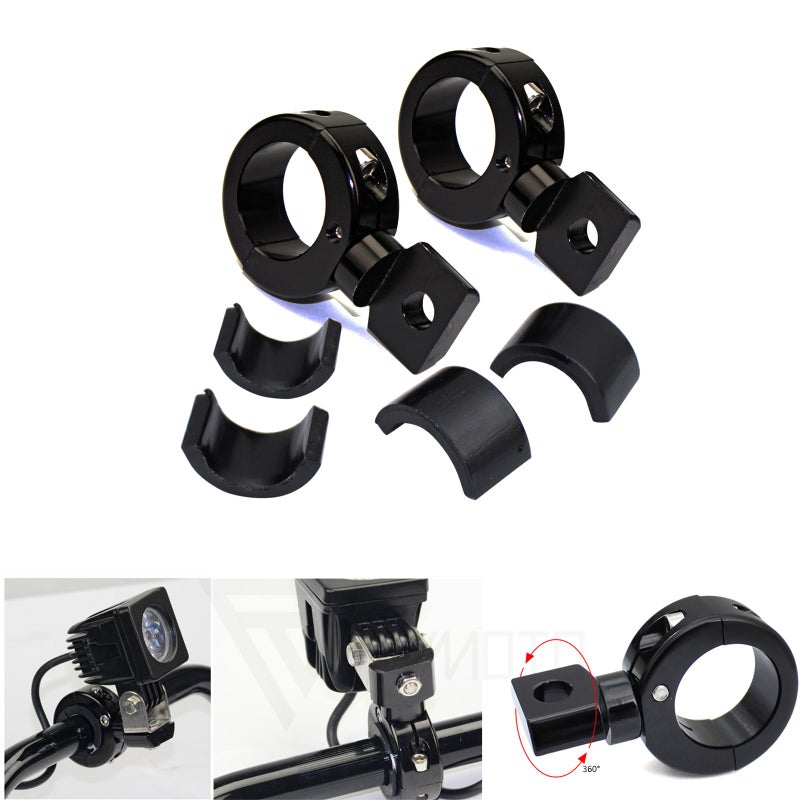 FVMOTO 360Adjustable Universal Motorcycle ATV 114 1 78 Fog Light Bracket Spotlight Lamp Mounting CNC Aluminum Clamp Holder Crash Bar Engine Guard Handlebar Set of 2