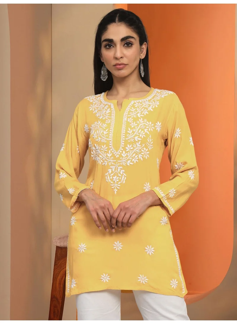 Alaya Hand Embroidered Chikankari Modal Kurti-AL3611