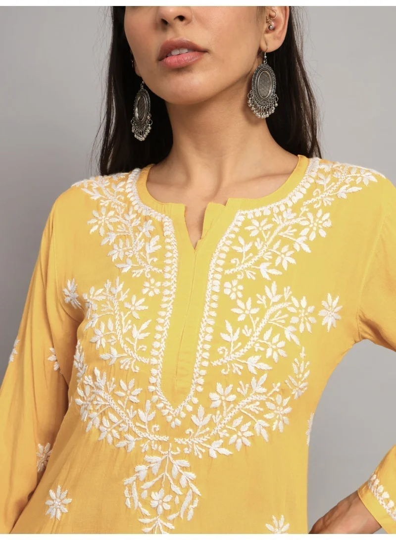 Alaya Hand Embroidered Chikankari Modal Kurti-AL3611
