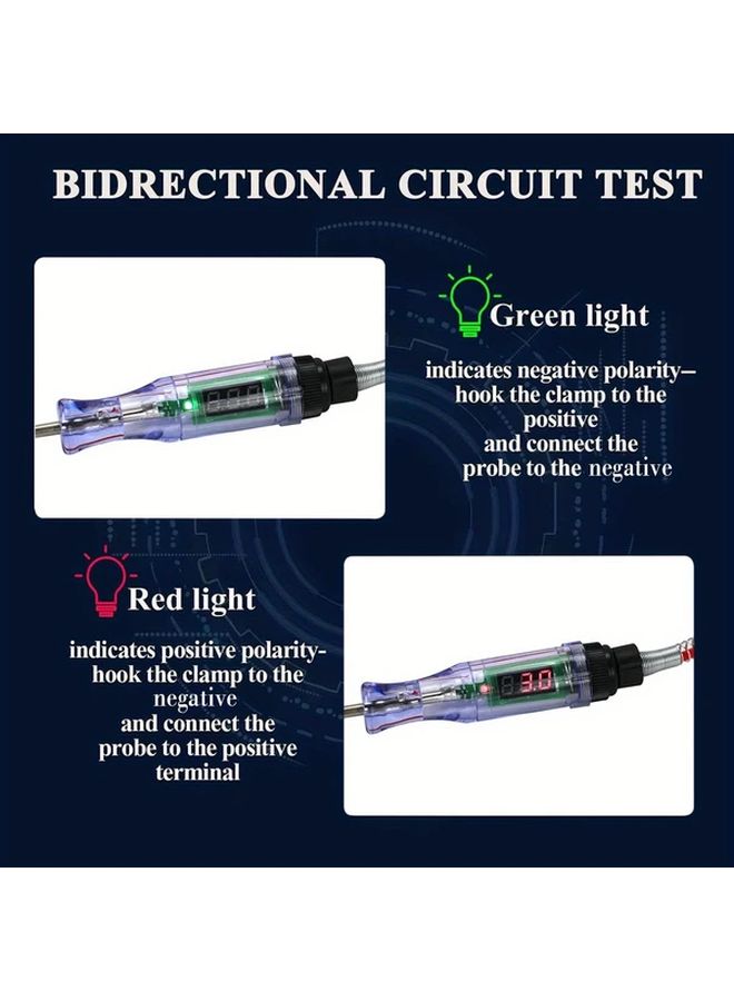 قلم اختبار دائرة السيارات الأحمر 6 24 فولت تيار مستمر شاشة LCD مسبار ثقيل الواجب - Image 5