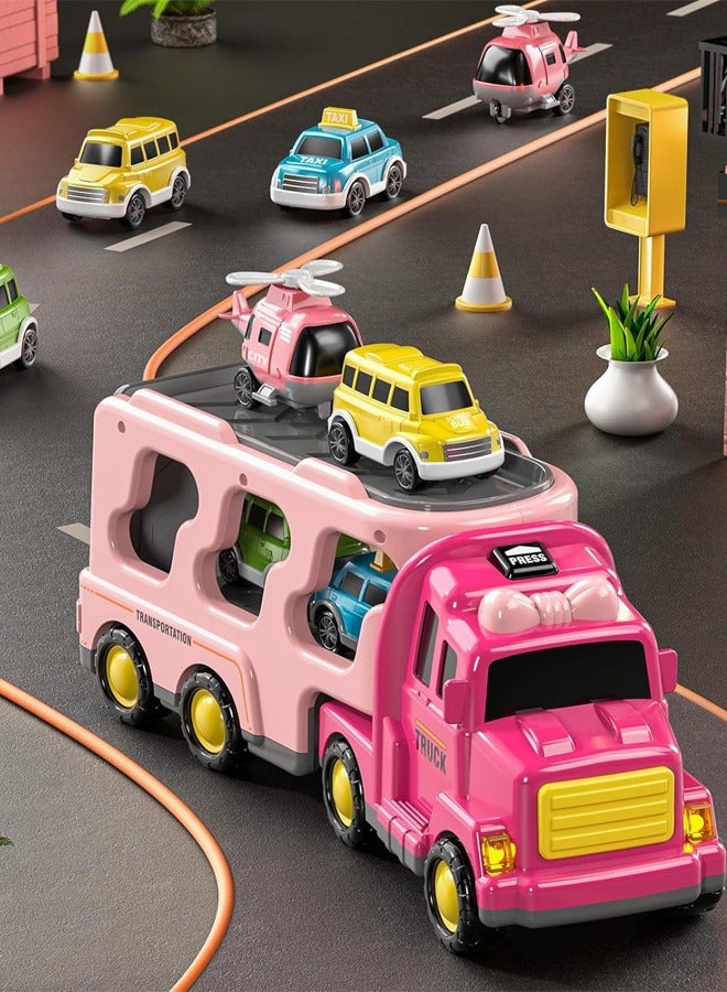 Truck playset Engineering vehicle playset Double Decker Truck Set Toy Theme engineering vehicle set With lights and music - Image 4