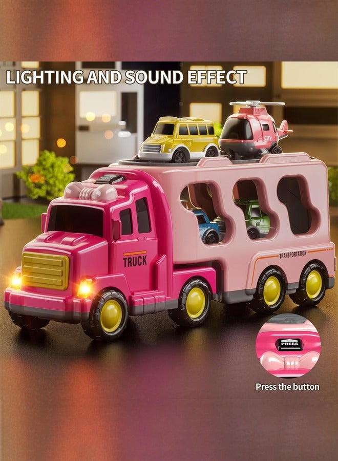 Truck playset Engineering vehicle playset Double Decker Truck Set Toy Theme engineering vehicle set With lights and music - Image 5