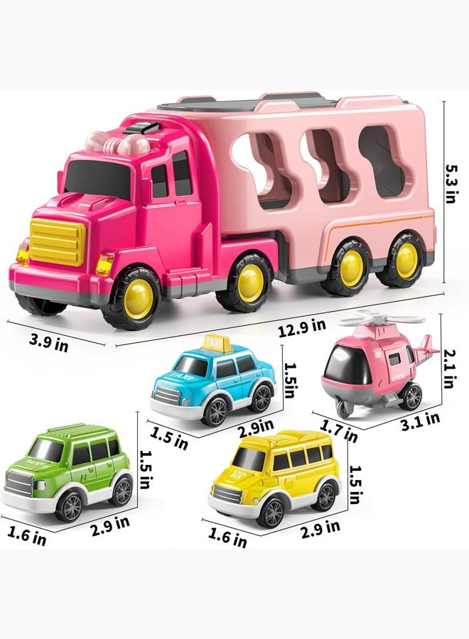Truck playset Engineering vehicle playset Double Decker Truck Set Toy Theme engineering vehicle set With lights and music - Image 2