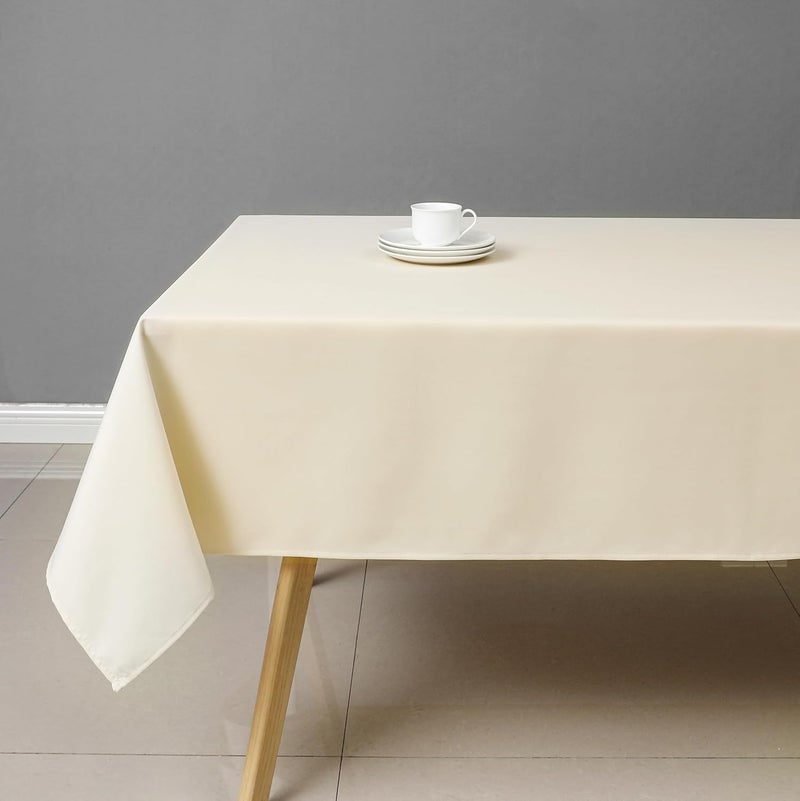 Wewoch Beige Rectangle Tablecloth Wrinkle Resistant Washable Fabric Table Cloth for Dining,Kitchen, Parties Weddings and Outdoor Use 60 Inch by 84 Inch - Image 1