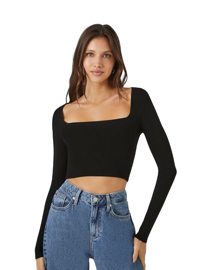 FOREVER 21 Cropped Square-Neck Sweater  - Image 1