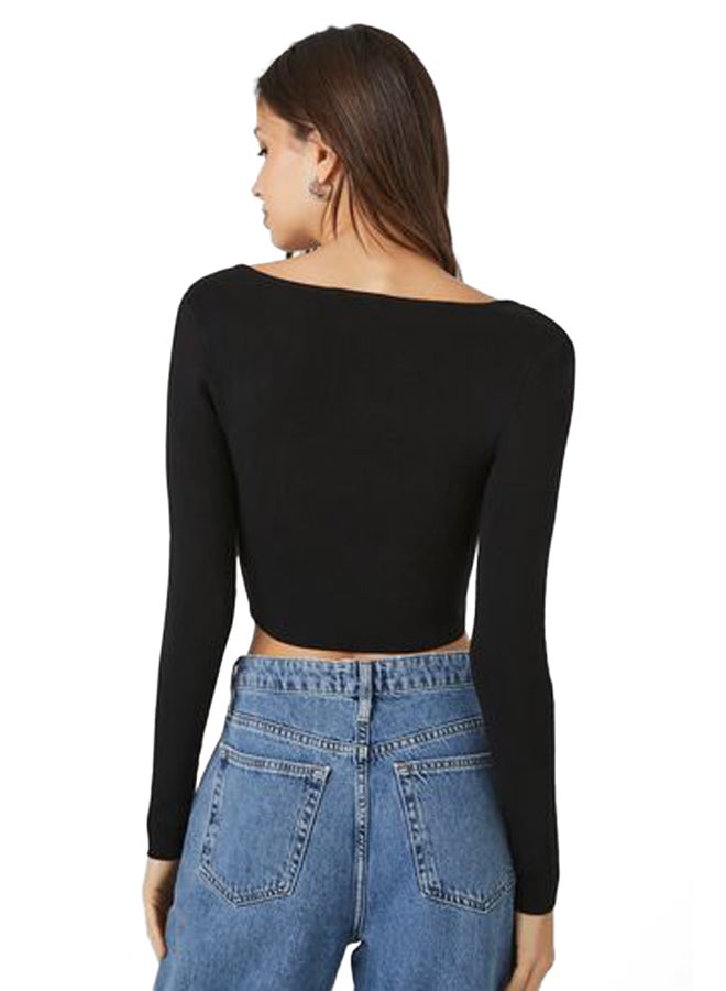 FOREVER 21 Cropped Square-Neck Sweater  - Image 4