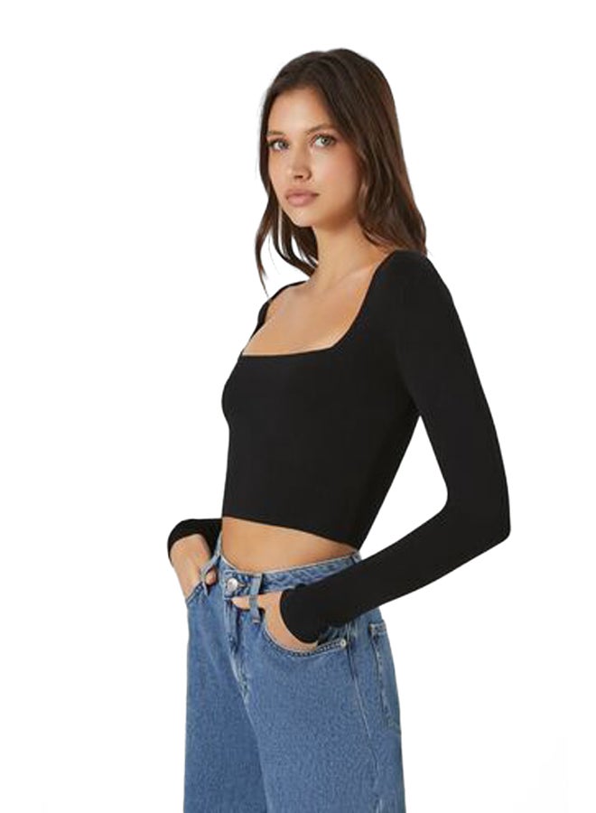 FOREVER 21 Cropped Square-Neck Sweater  - Image 3