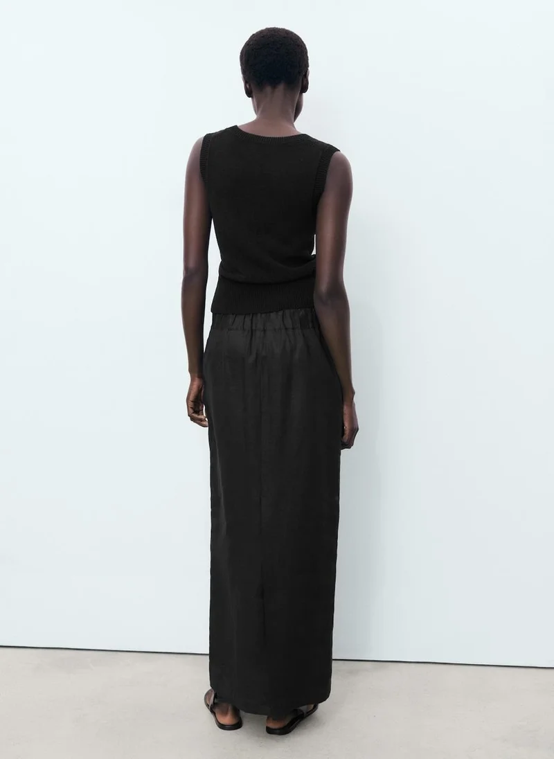 MANGO Linen Pencil Skirt