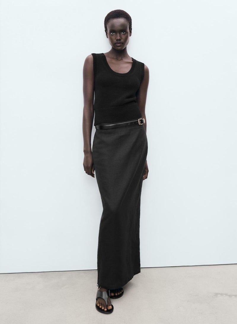 MANGO Linen Pencil Skirt  - Image 3