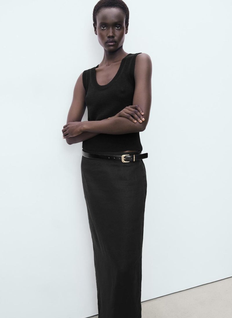 MANGO Linen Pencil Skirt  - Image 4