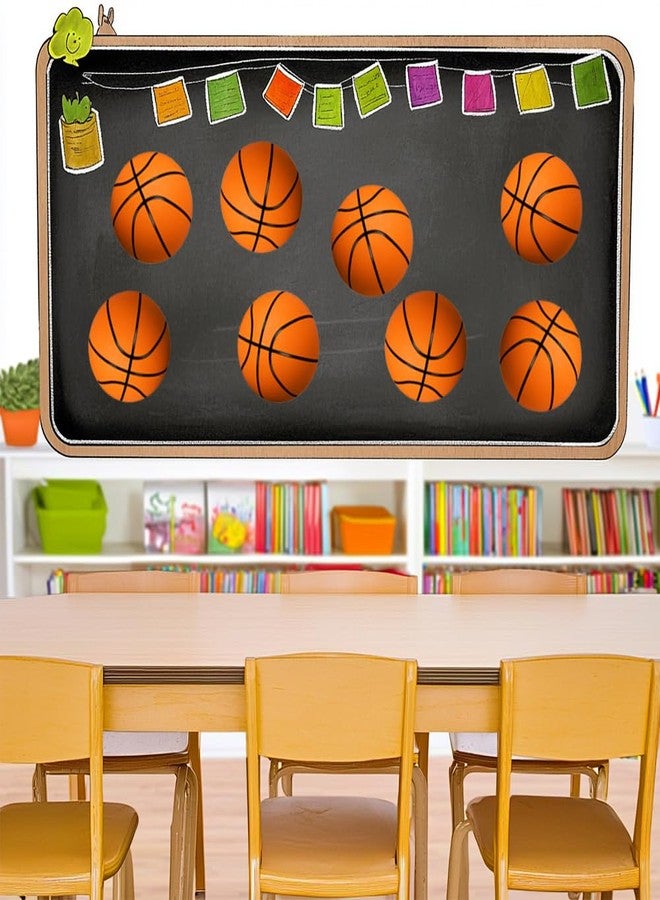 AWEELON 100Pcs Basketball Cutouts with 100Pcs Glue Points,Basketball Cut Outs Bulletin Board Decorations for Wall - Image 3